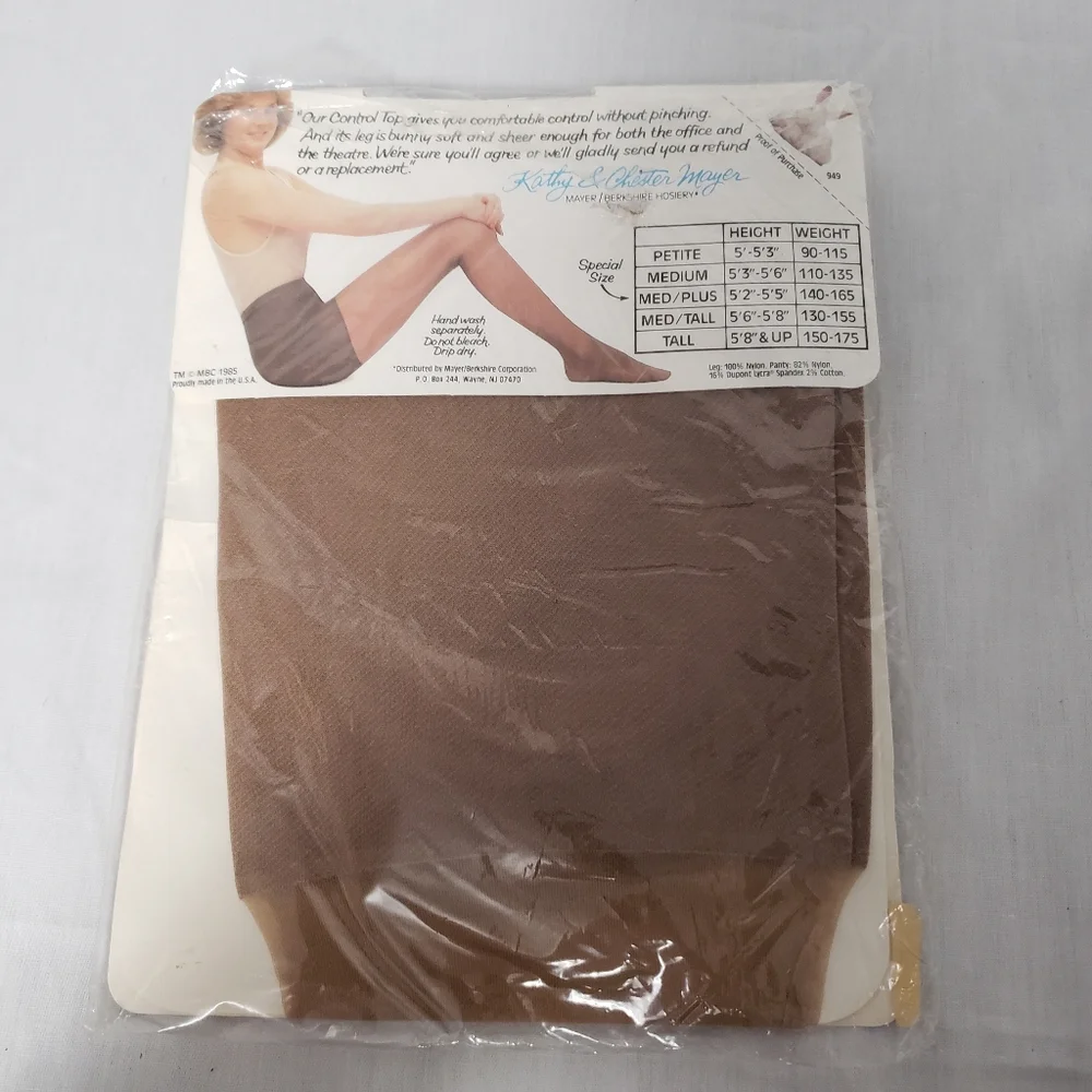80s Mayer Sheer Tan Pantyhose Size Medium Plus Control Top